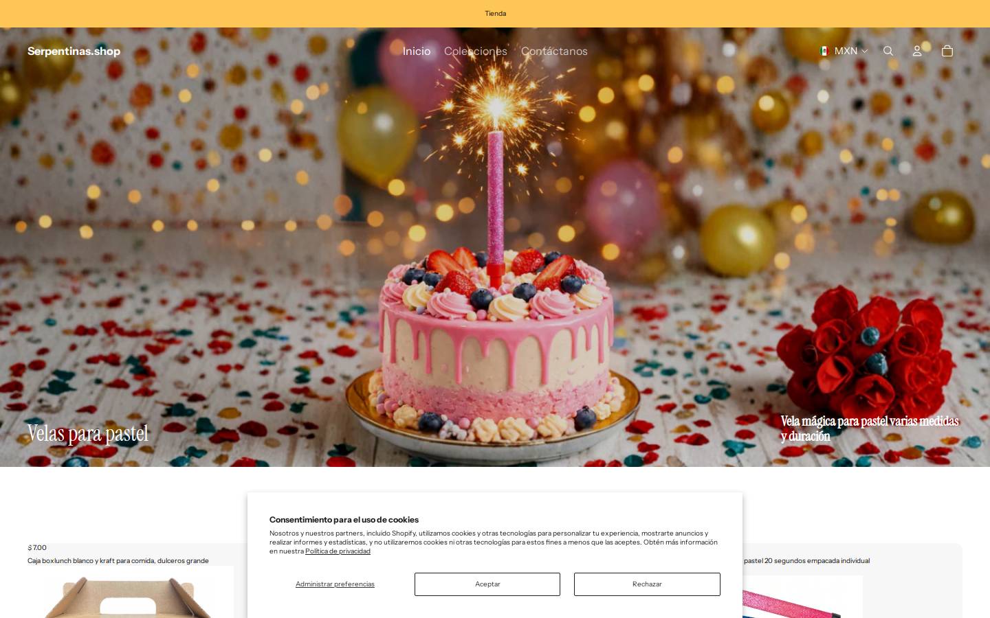 serpentinas.shop homepage screenshot