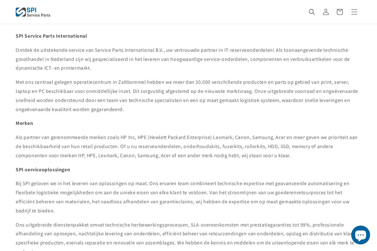 serviceparts.nl homepage screenshot
