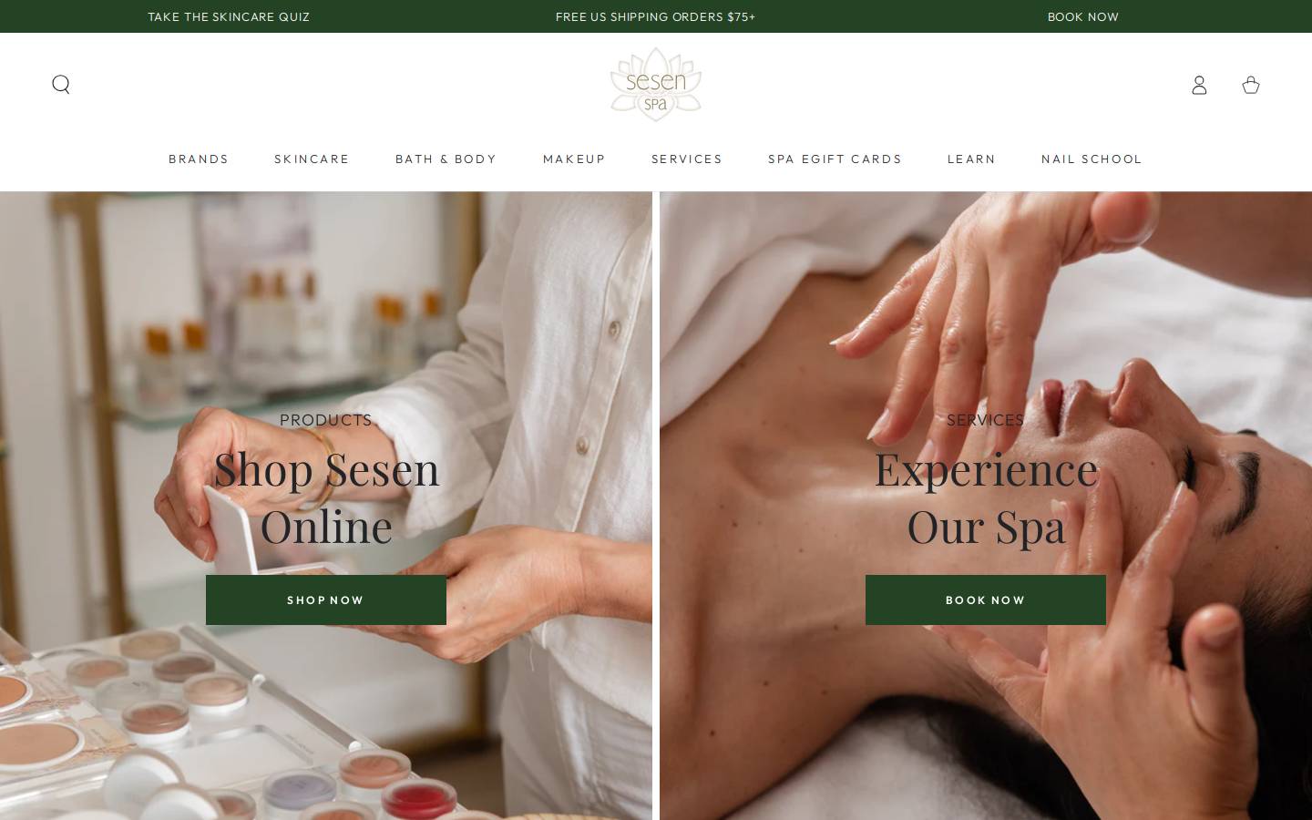 sesenspa.com homepage screenshot
