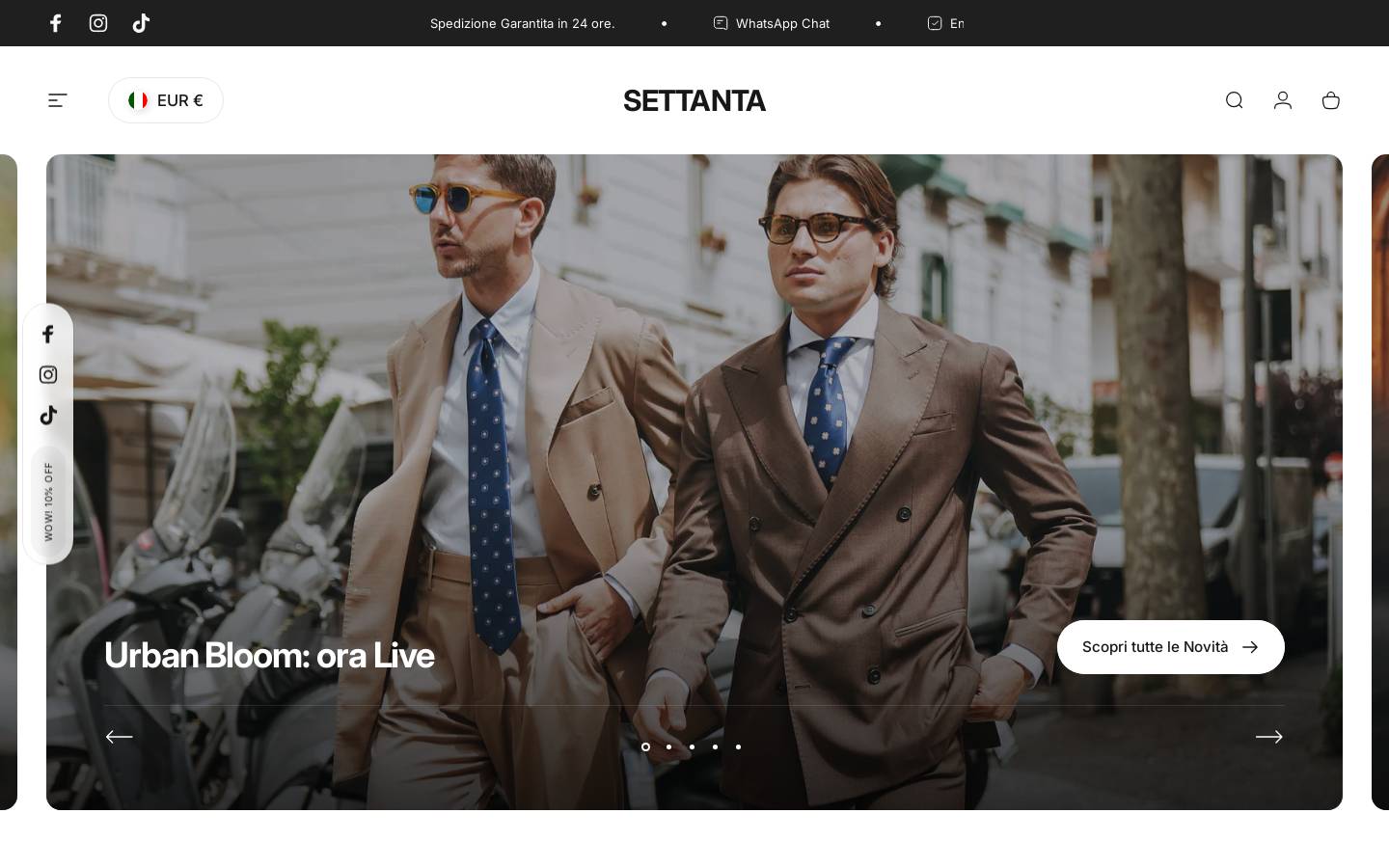 SETTANTA homepage screenshot