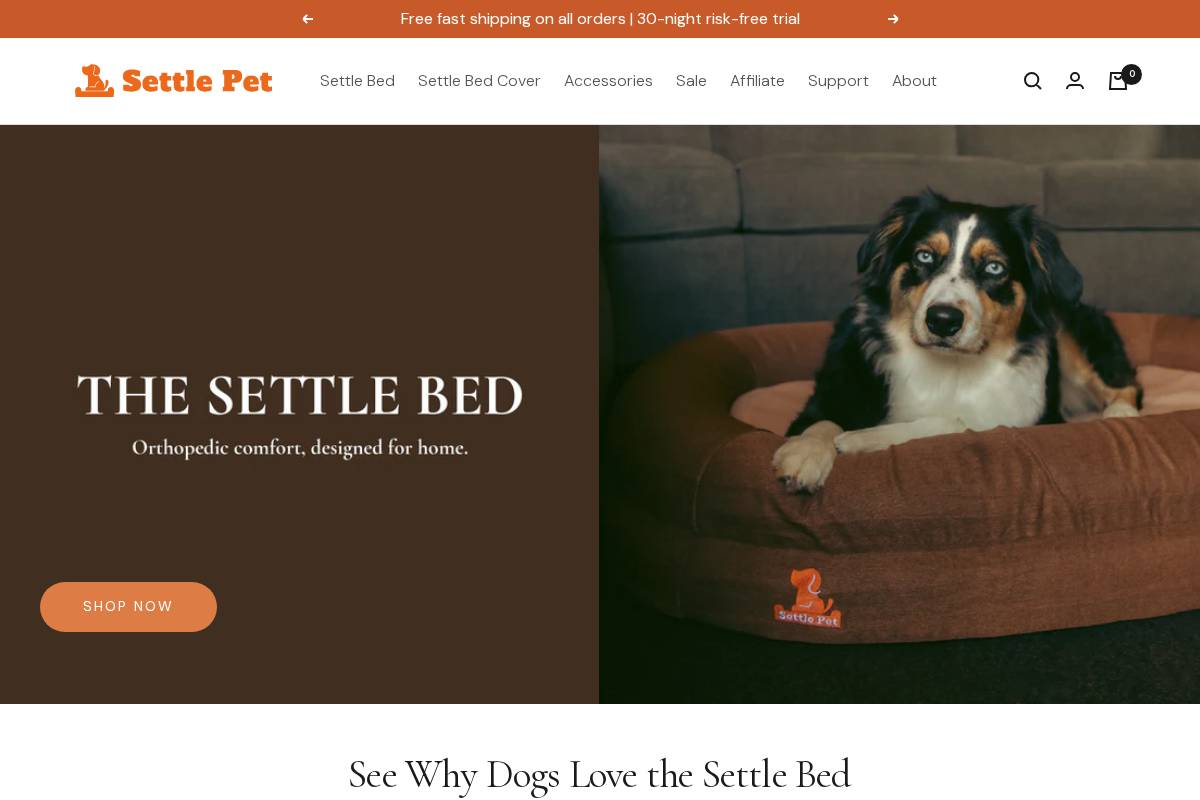 settlepet.com homepage screenshot