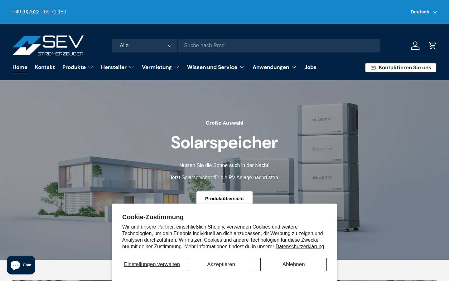 sev-stromerzeuger.com homepage screenshot