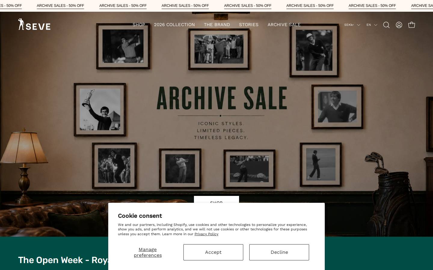 sevecollection.com homepage screenshot