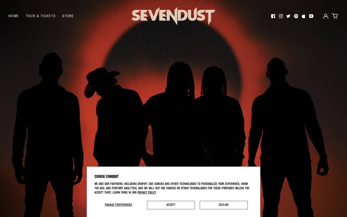 sevendust.com homepage screenshot