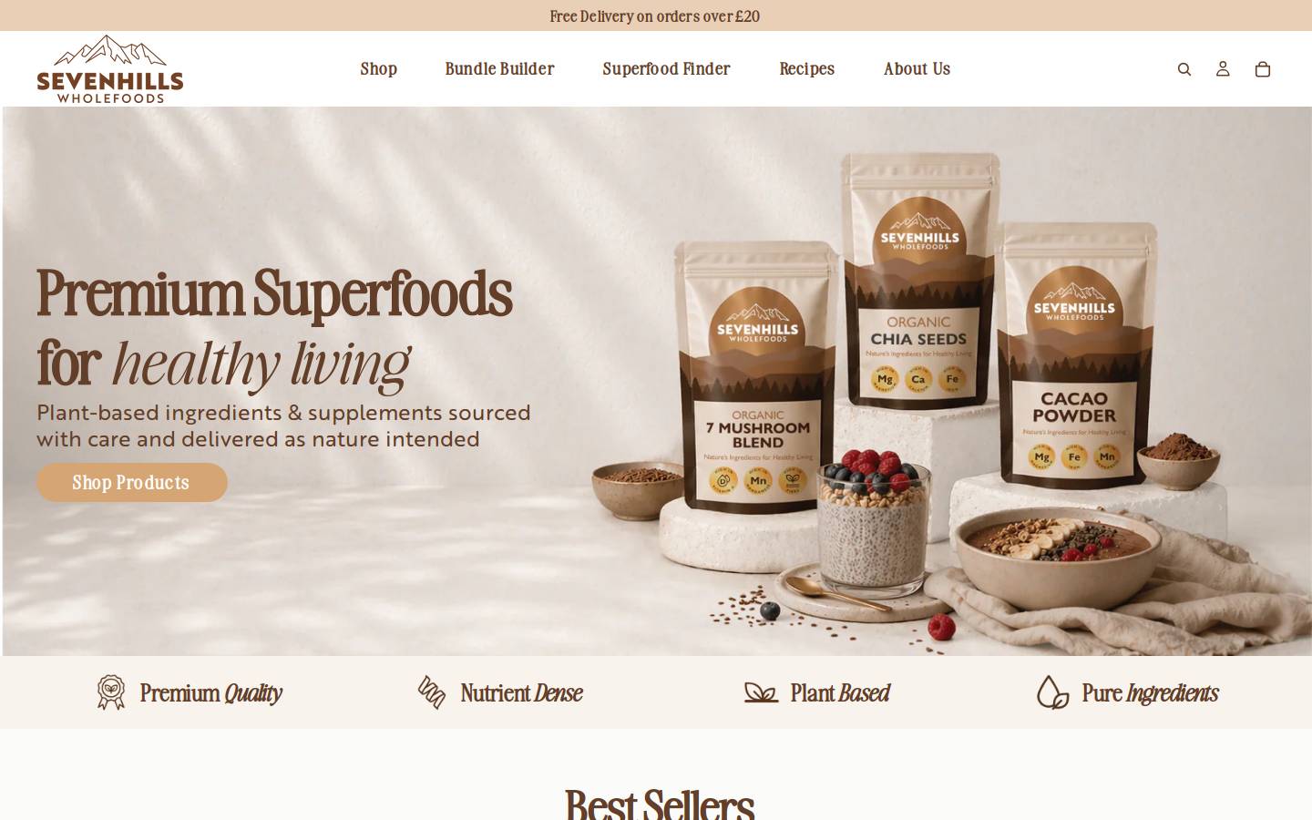 Sevenhills Wholefoods homepage screenshot