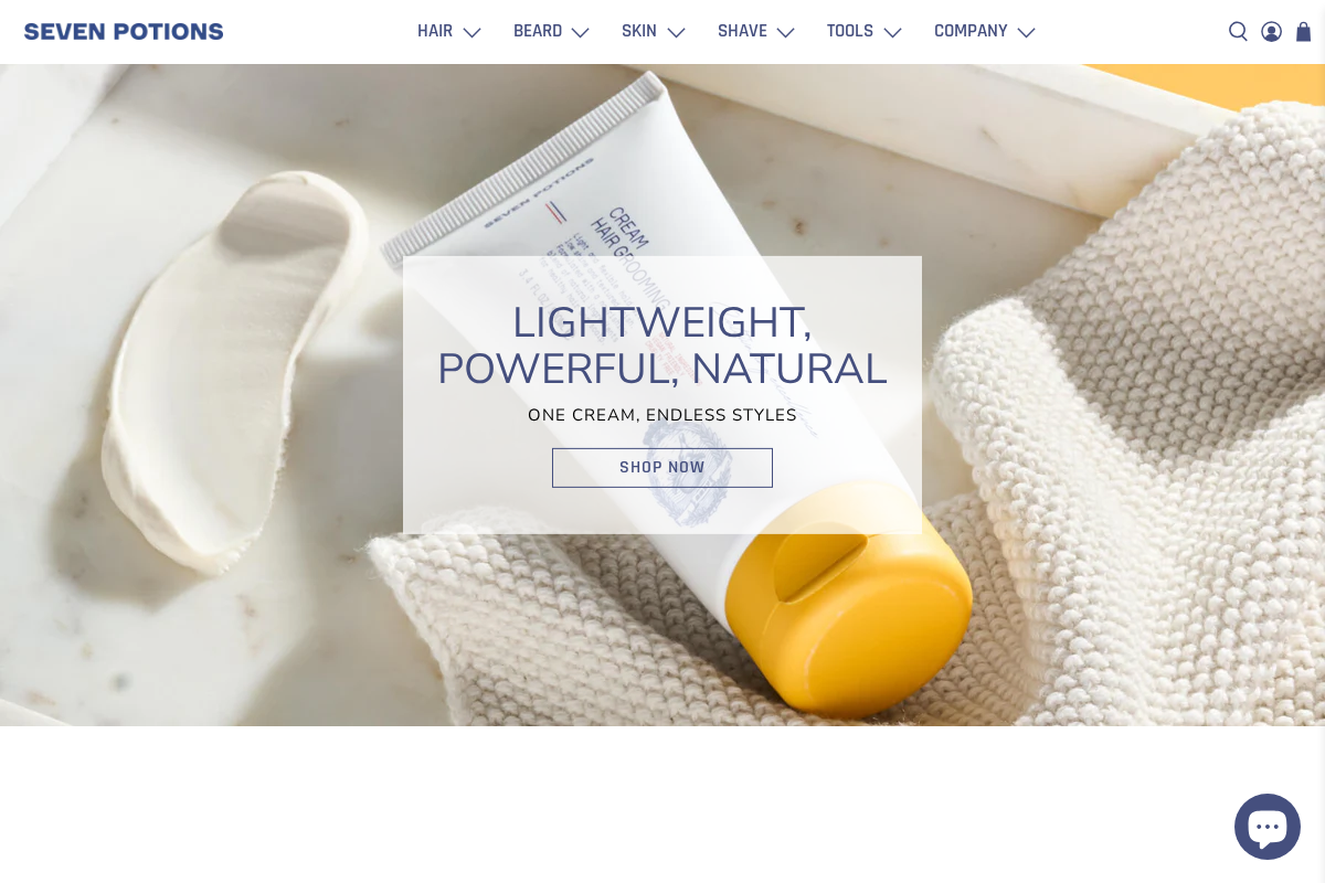 Seven Potions homepage screenshot