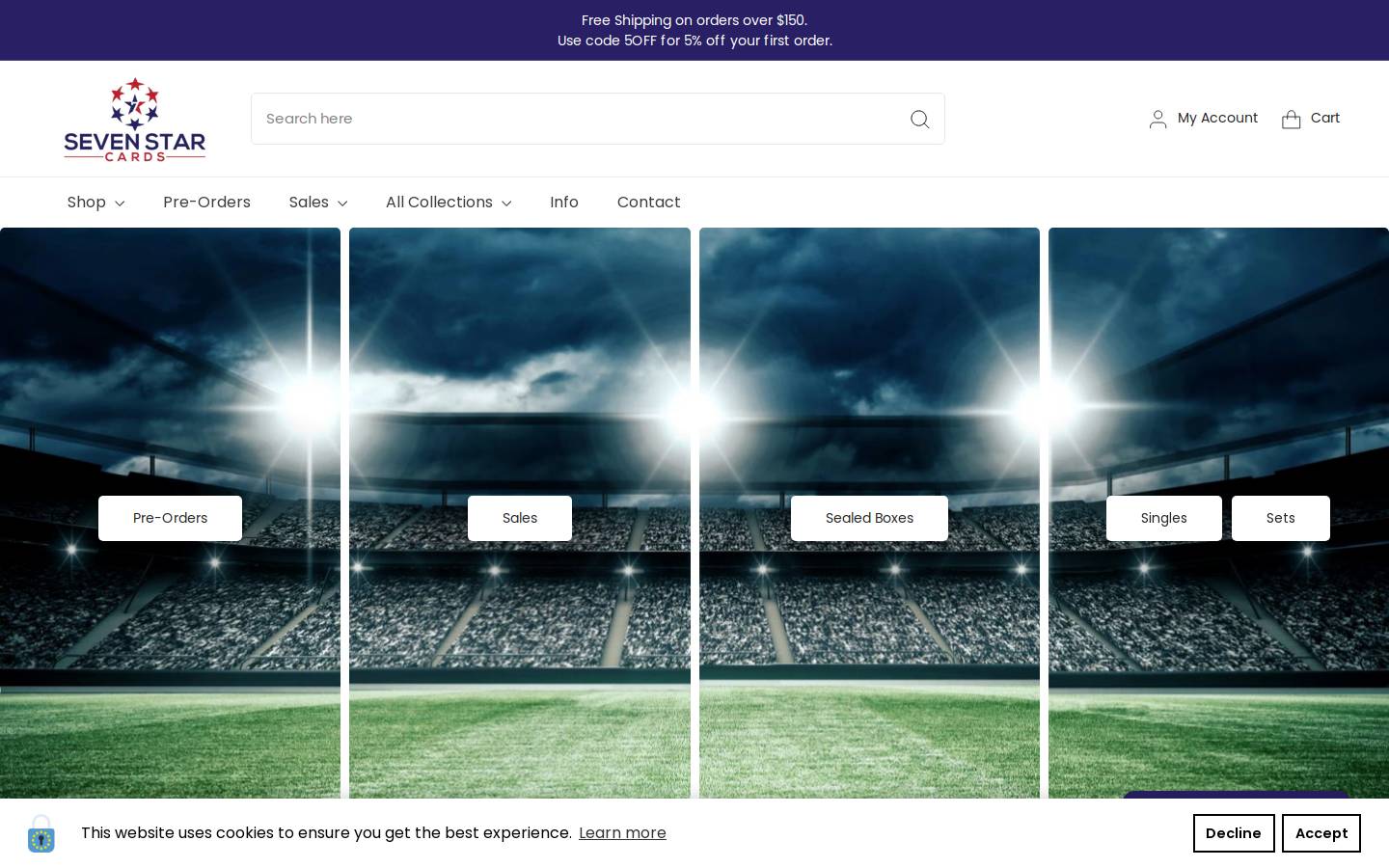 sevenstarcards.com homepage screenshot