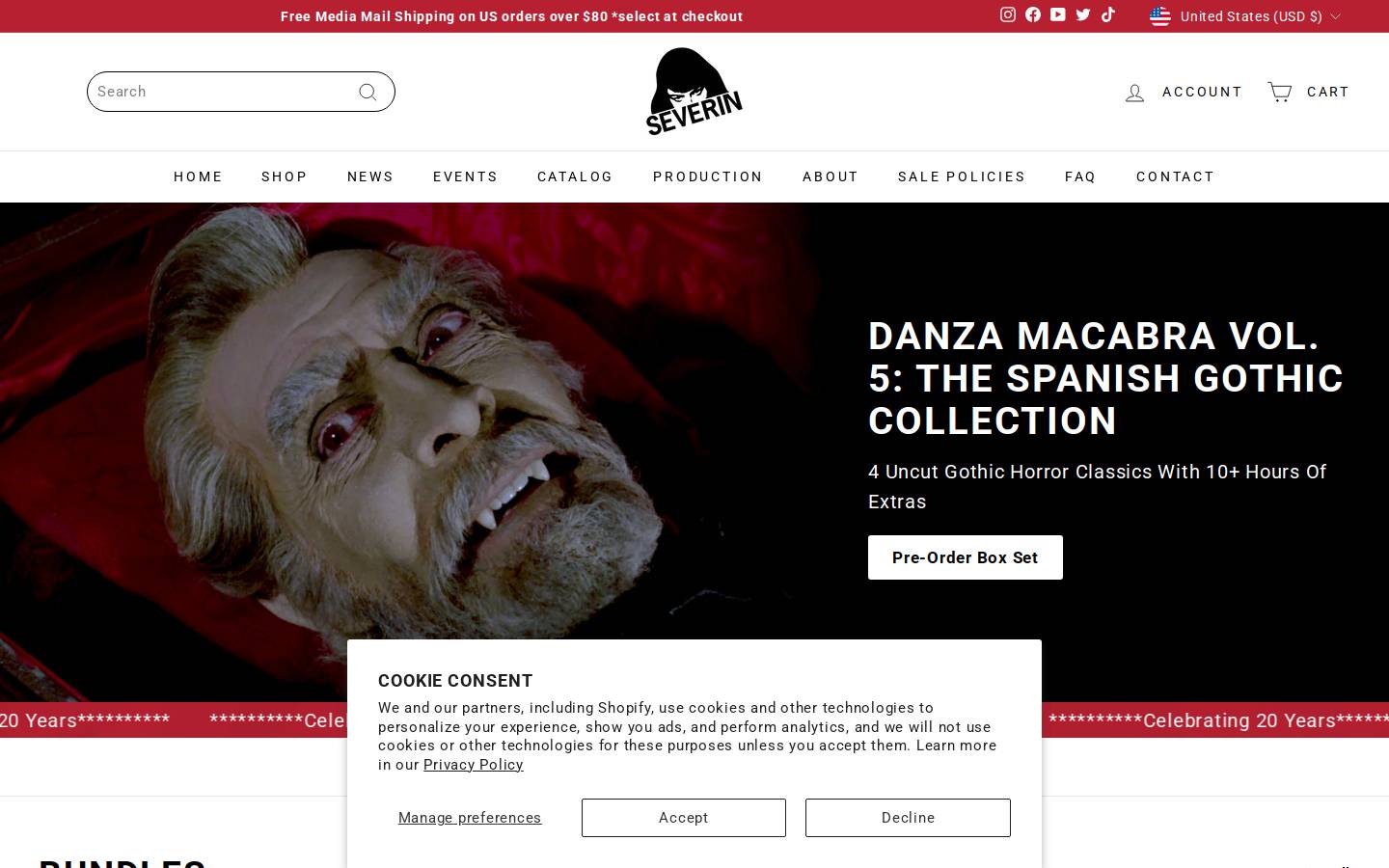 Severin Films : Home homepage screenshot