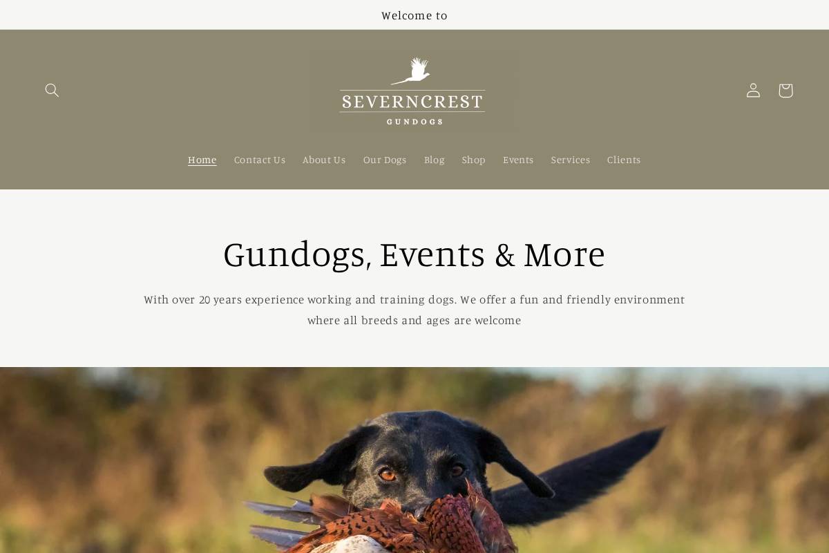 severncrestgundogs.com homepage screenshot