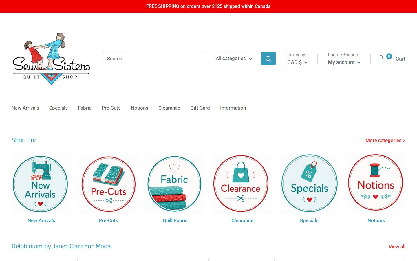 sew-sisters.com homepage screenshot