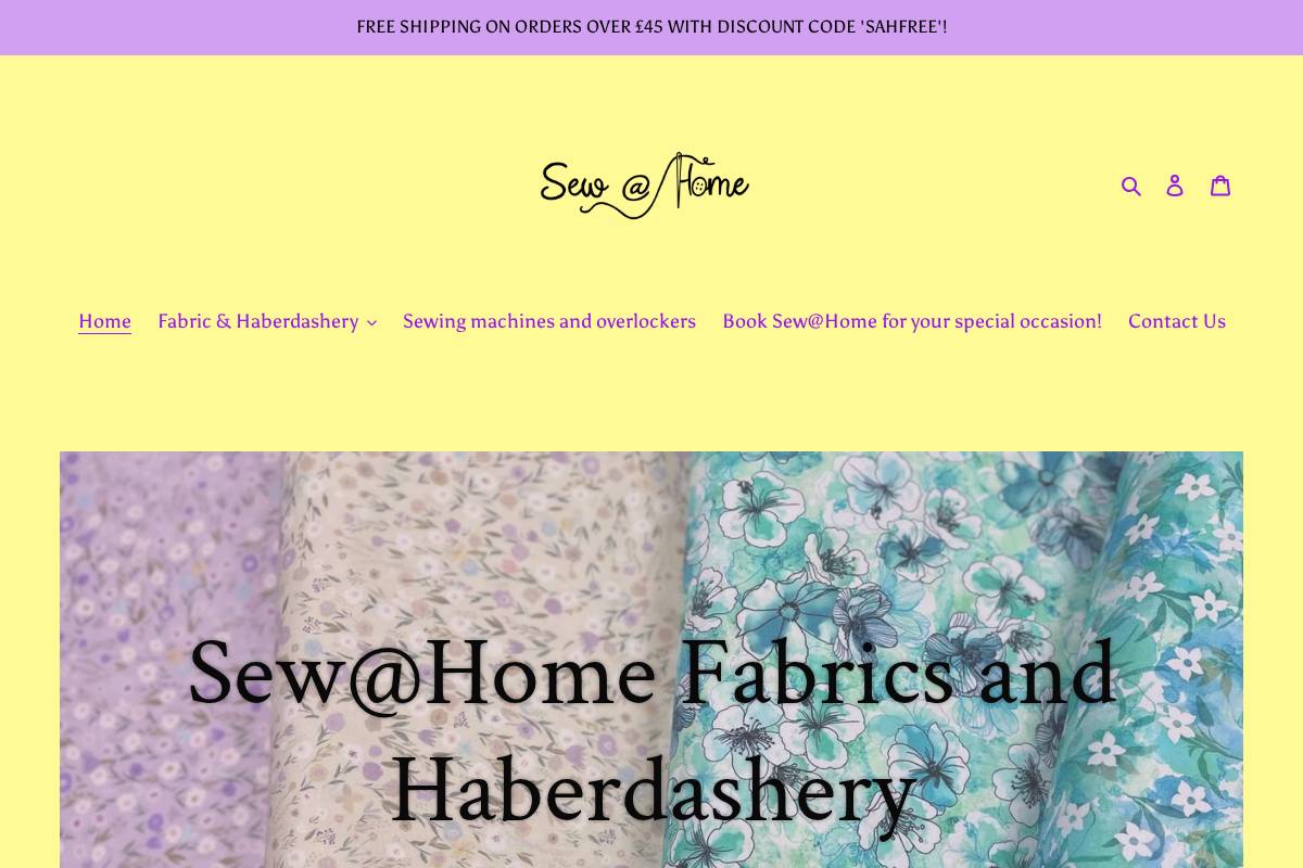 Sew@Home Fabrics homepage screenshot
