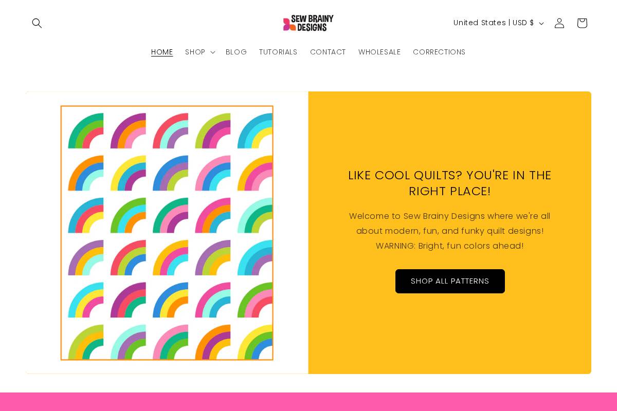 sewbrainy.com homepage screenshot