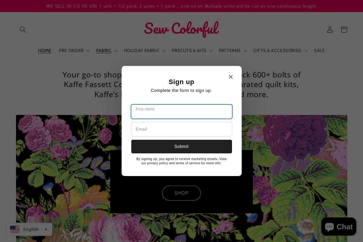 Sew Colorful homepage screenshot