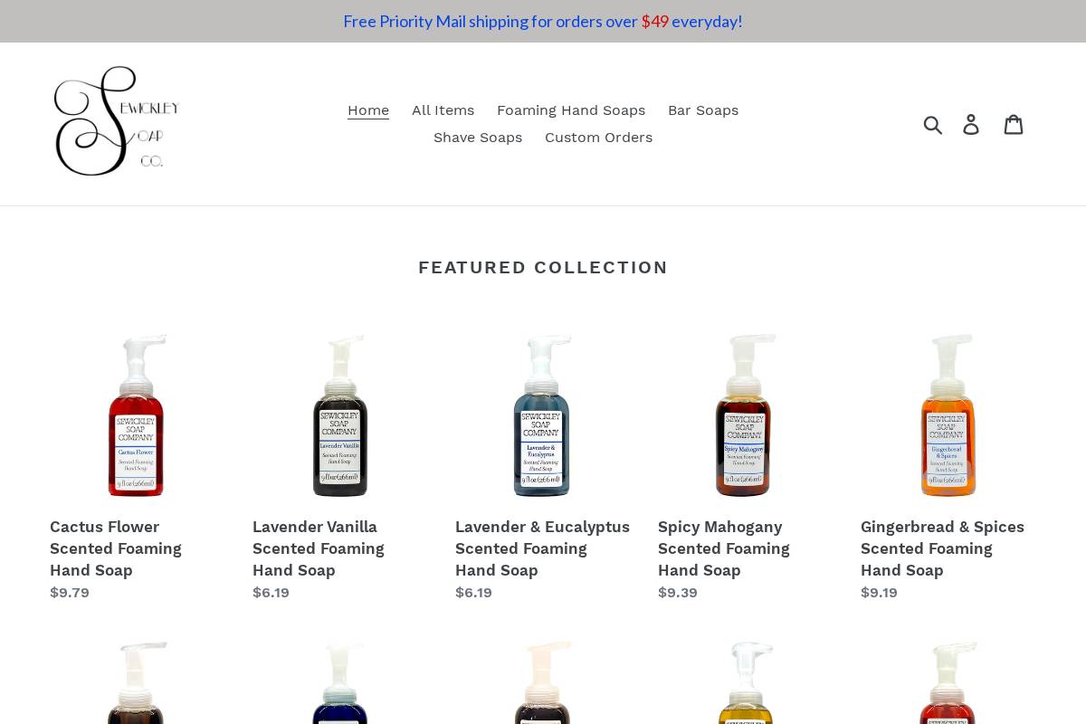 sewickleysoap.com homepage screenshot