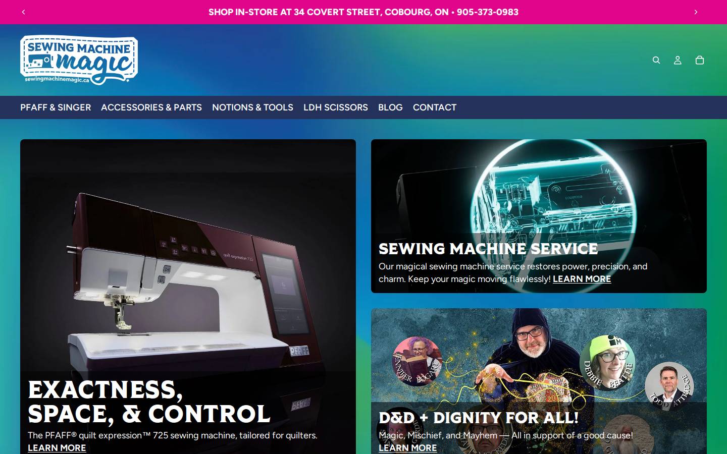 sewingmachinemagic.com homepage screenshot