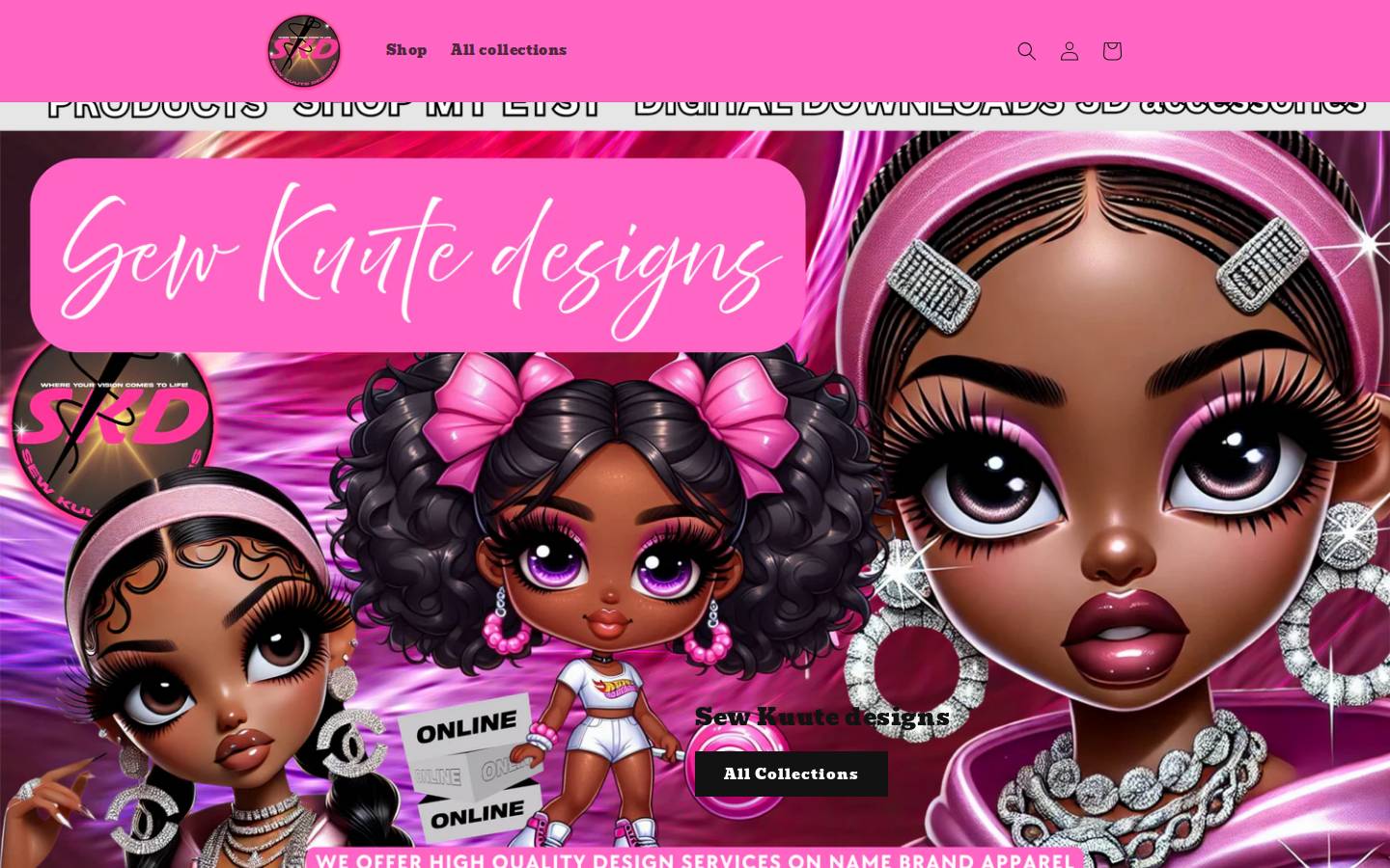 sewkuutedesigns.com homepage screenshot