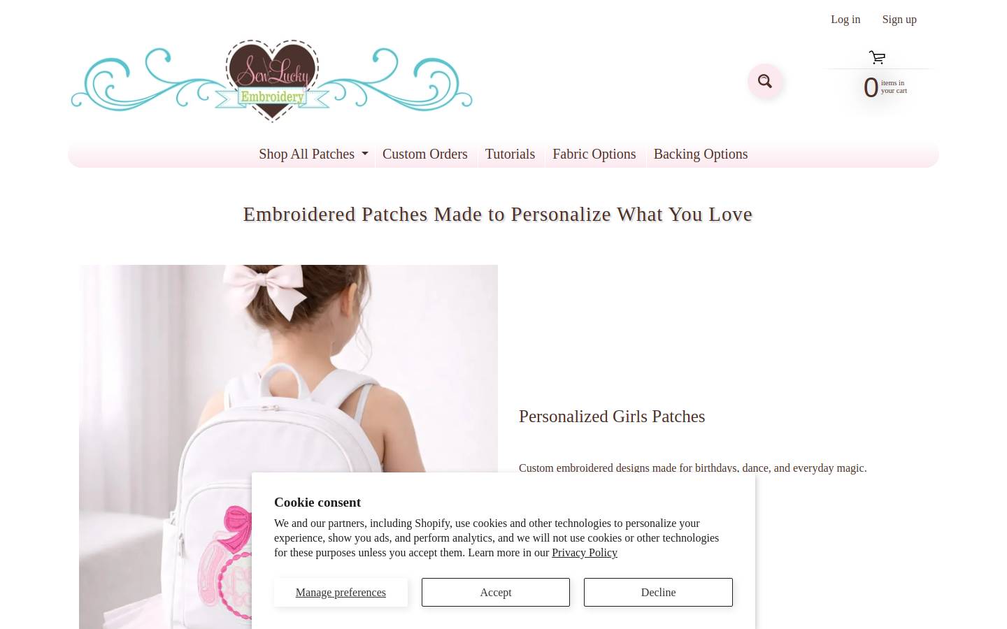 sewluckyembroidery.com homepage screenshot