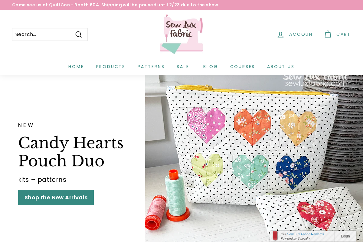 sewluxfabric.com homepage screenshot