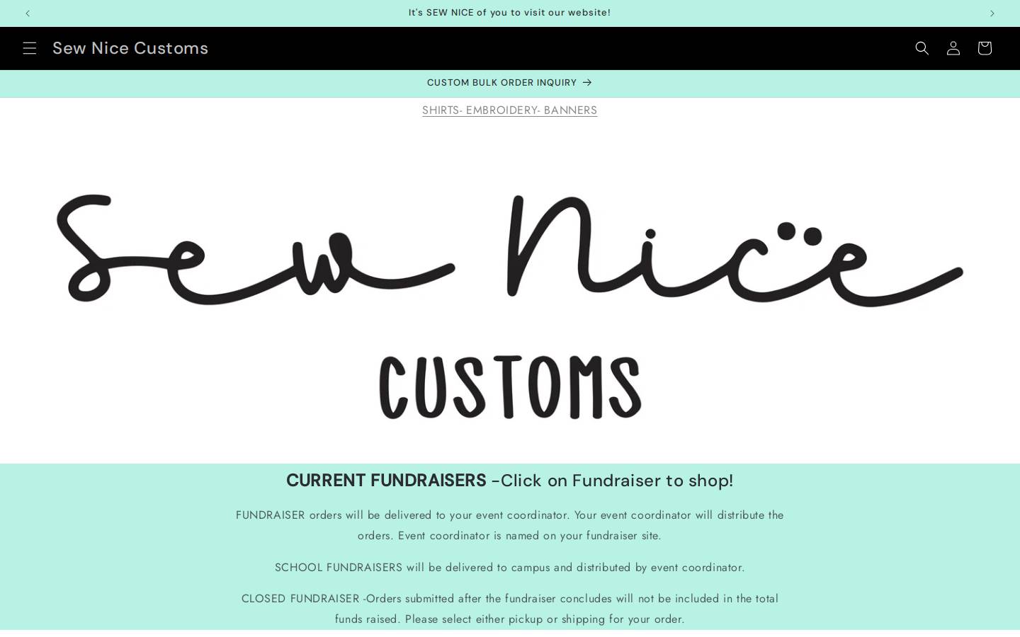sewnicecustoms.com homepage screenshot