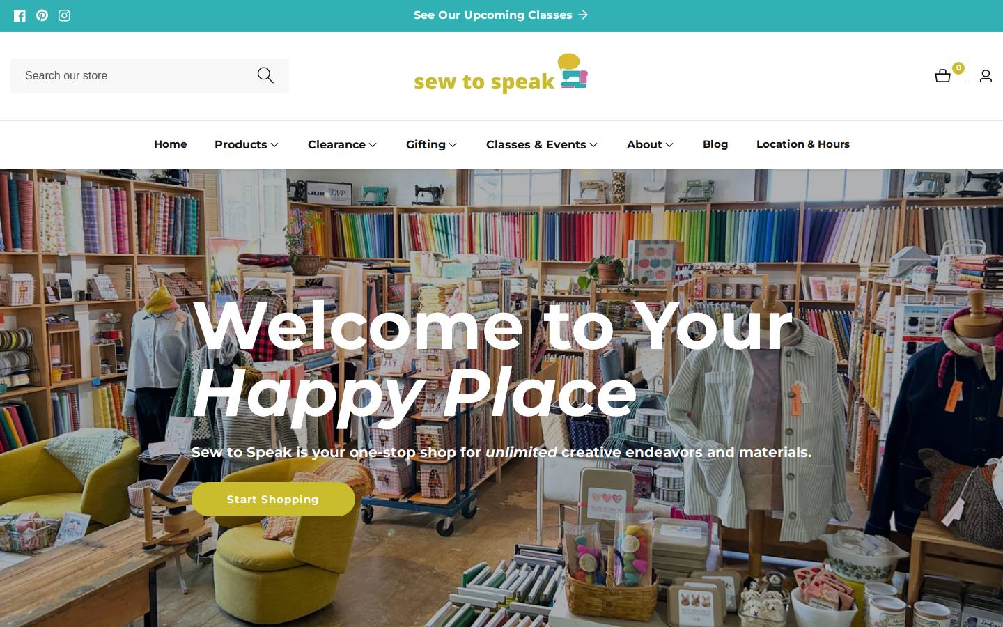 sewtospeakshoppe.com homepage screenshot