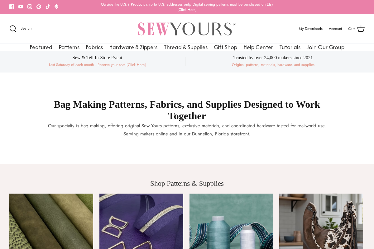 Sew Yours homepage screenshot