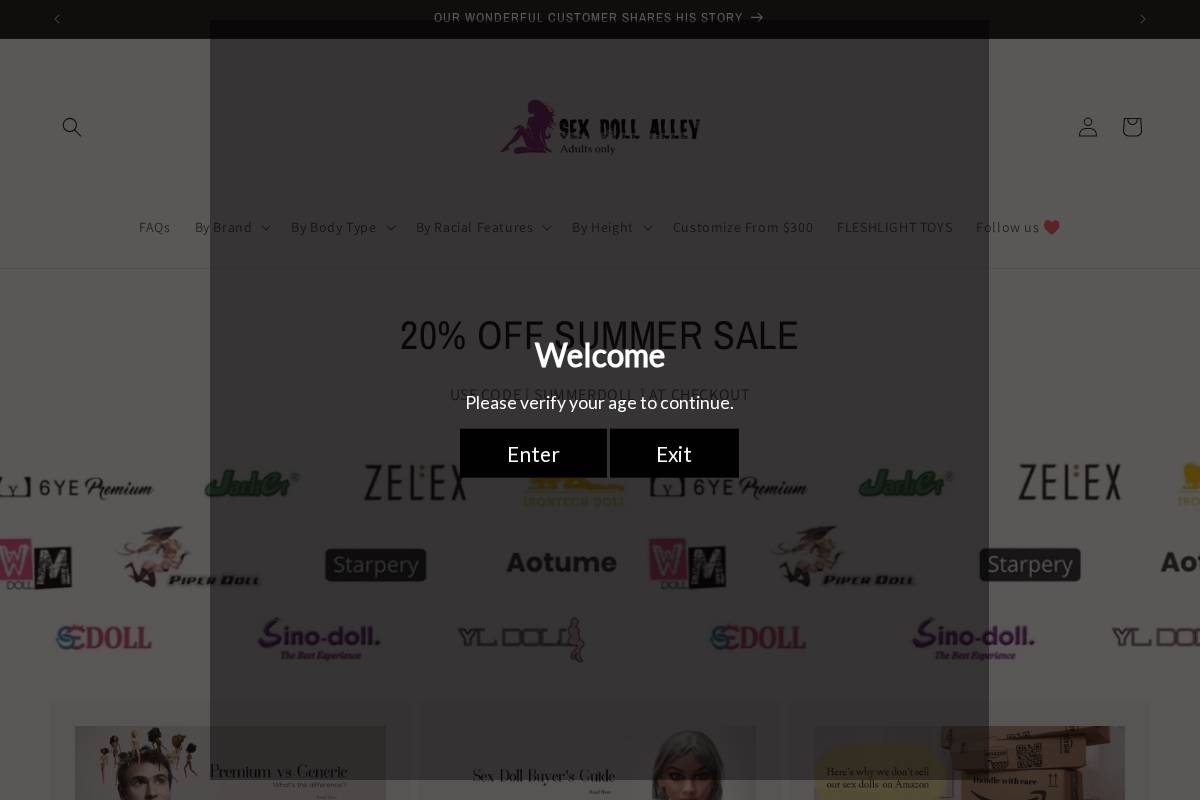 Sex Doll Alley homepage screenshot