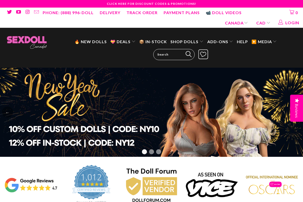 Real Sex Dolls in Canada homepage screenshot