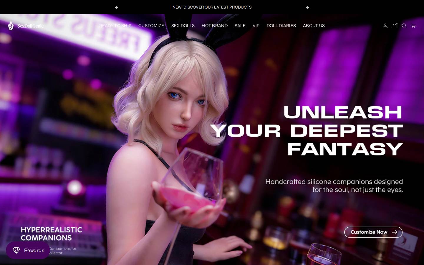 Sex Doll Genie homepage screenshot