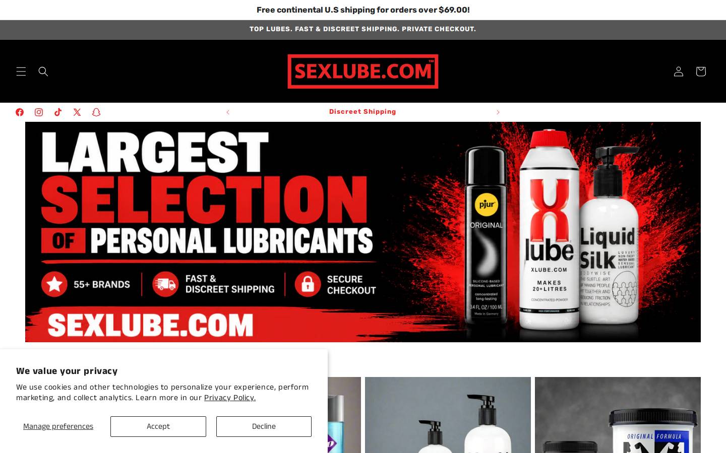 Sexlube homepage screenshot