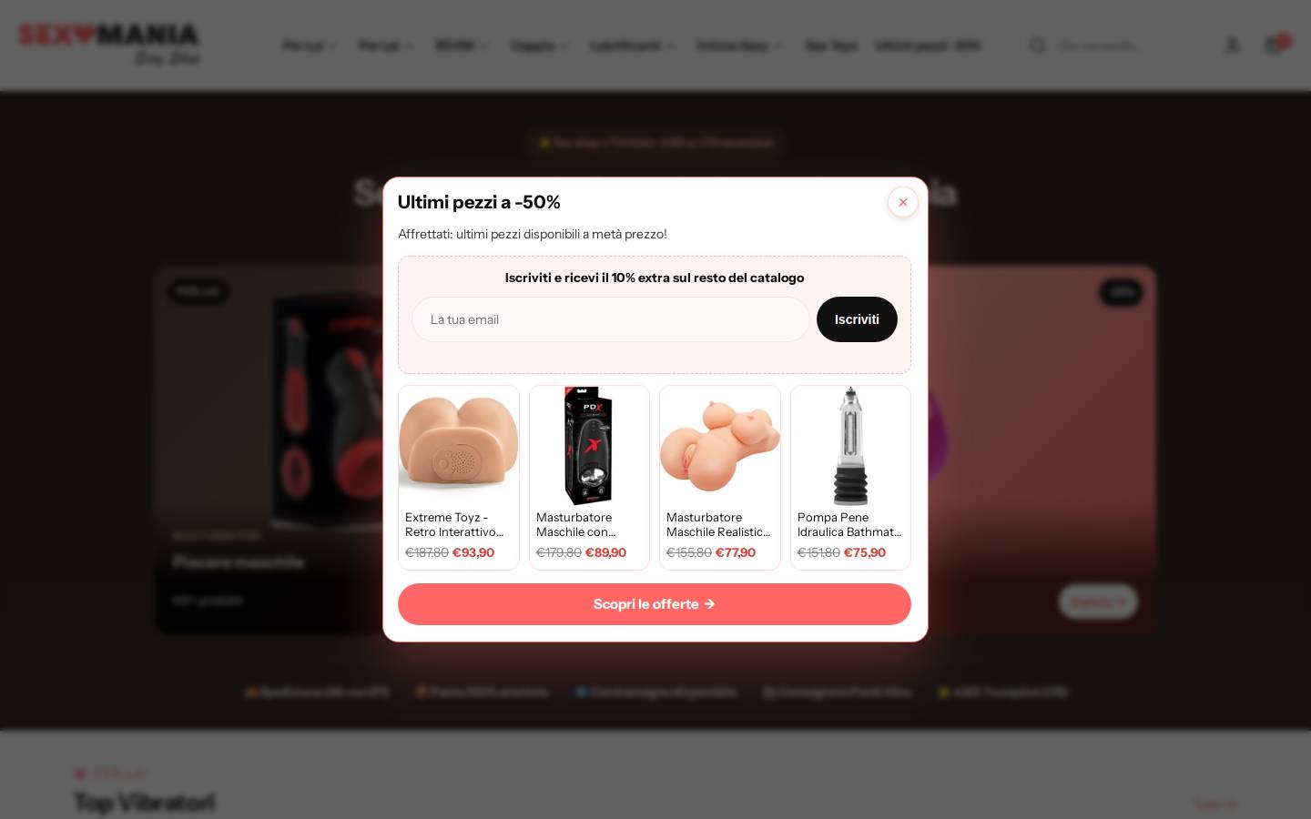 Sexy Shop Online Sexomania.it homepage screenshot