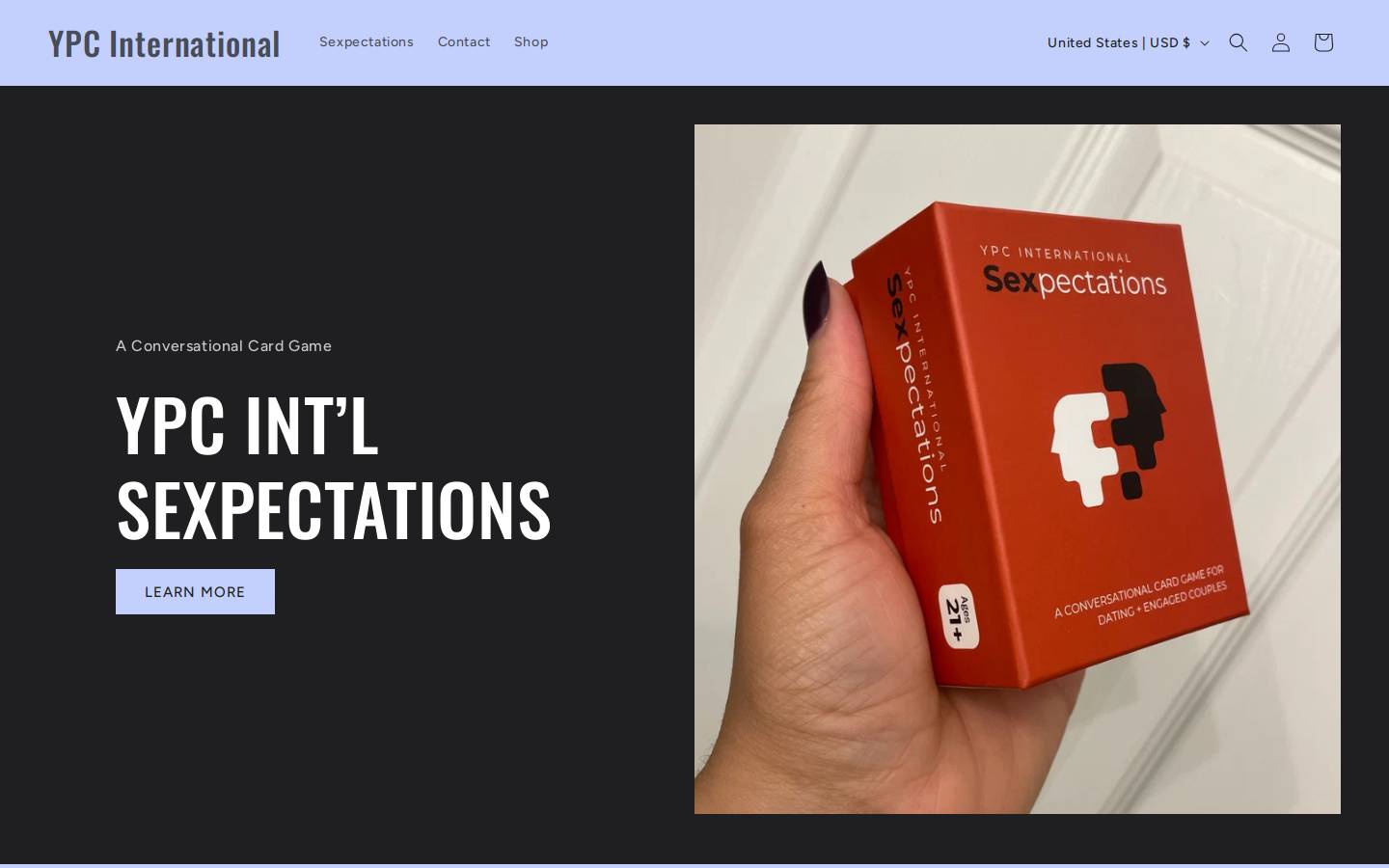 sexpectationscards.com homepage screenshot