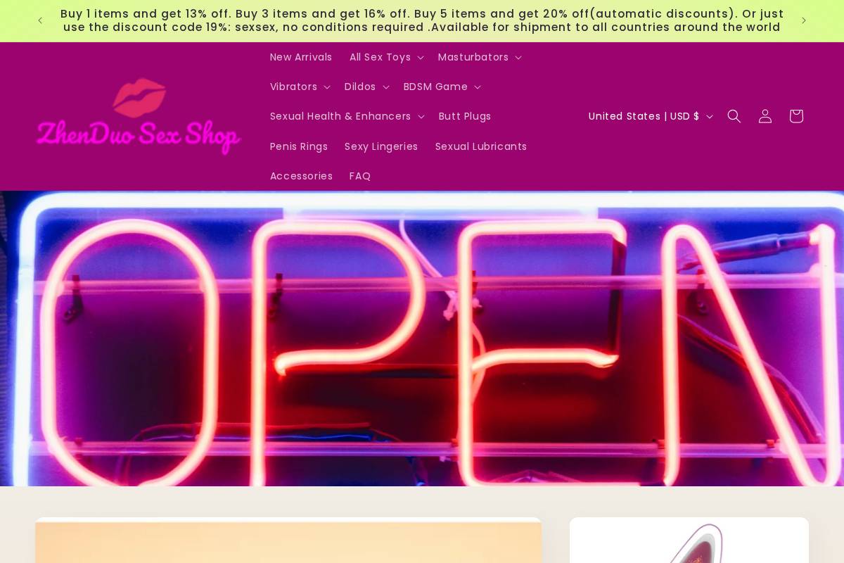 Zhenduo Sex Shop homepage screenshot