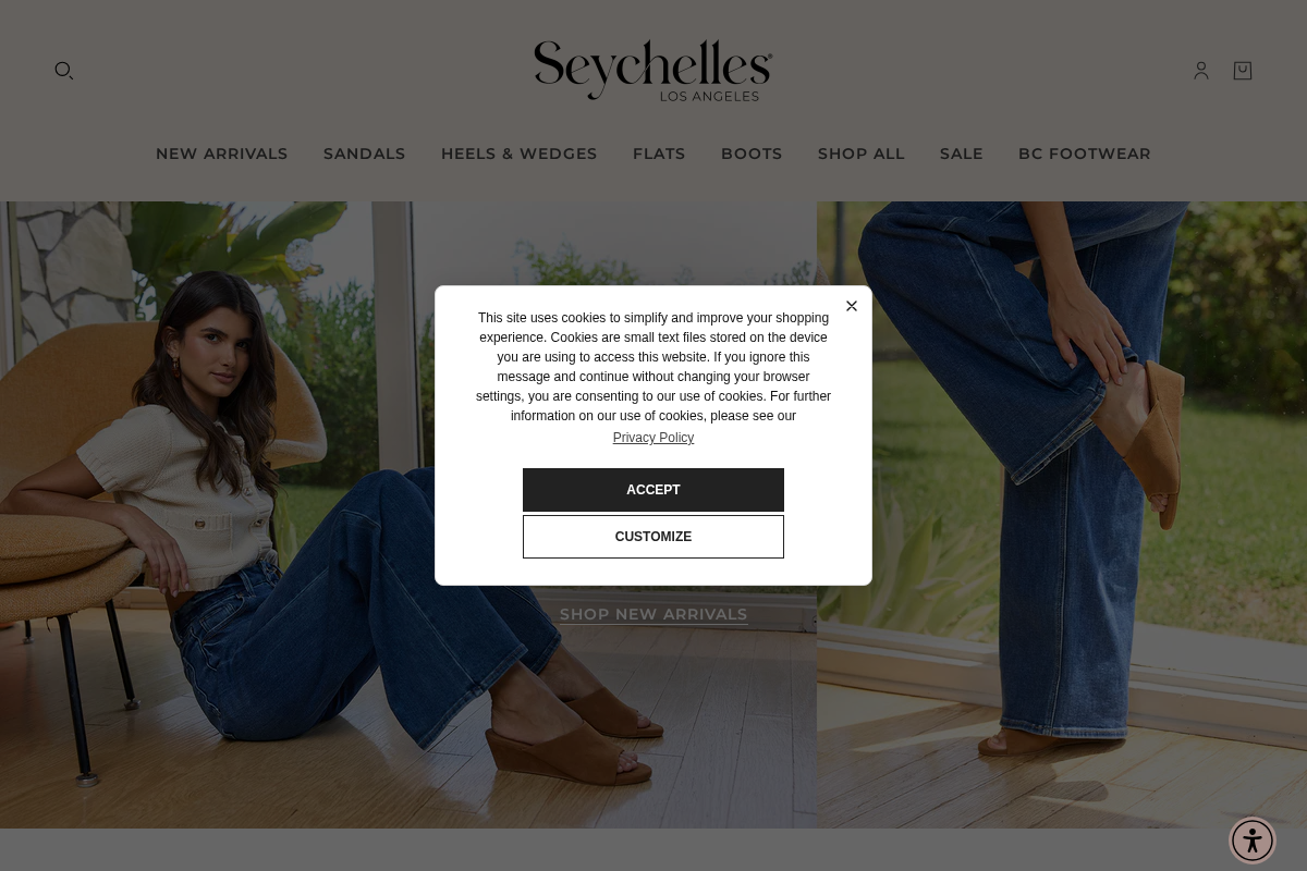 Seychelles Footwear homepage screenshot