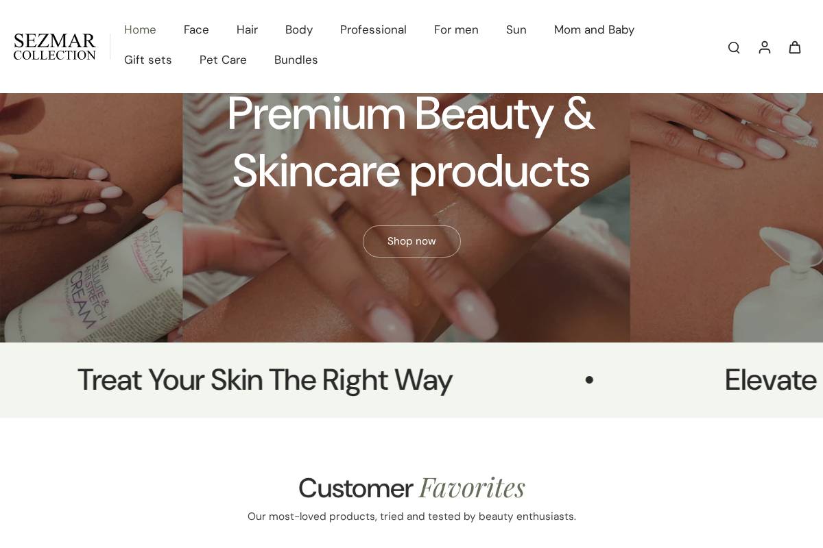 sezmarcollections.com homepage screenshot