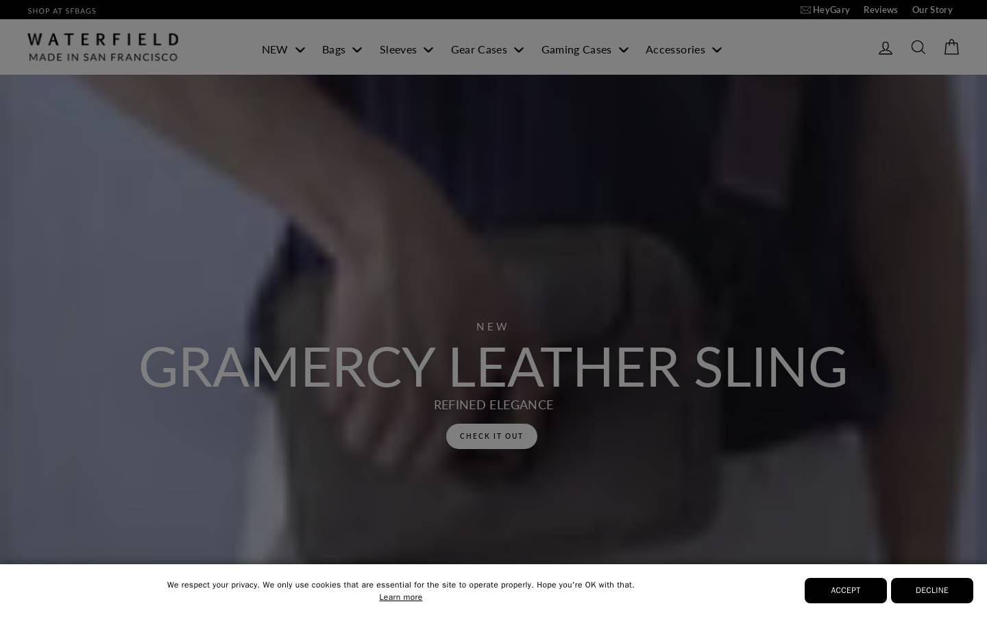 WaterField Designs homepage screenshot