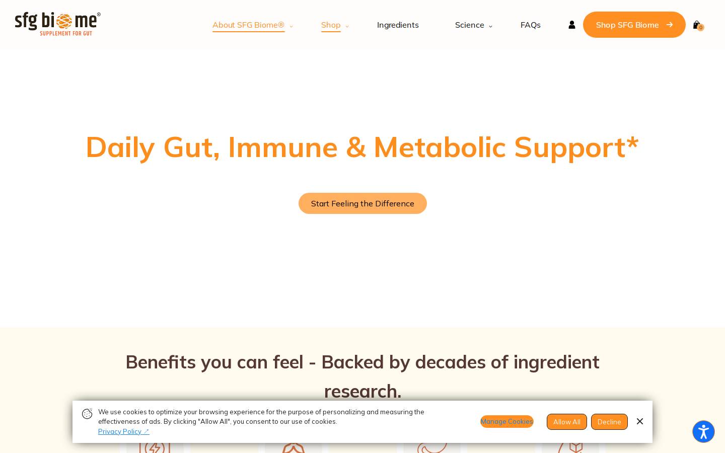 sfgbiome.com homepage screenshot