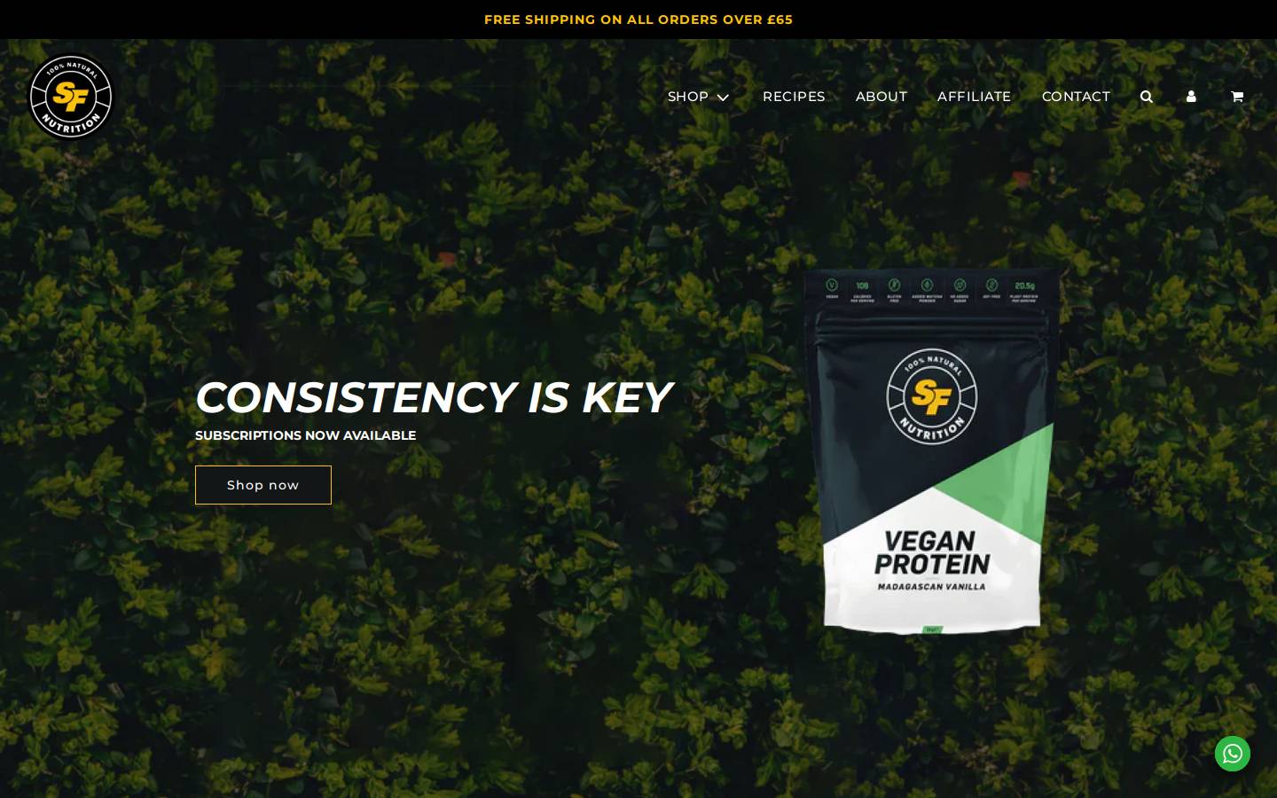 SF Nutrition homepage screenshot