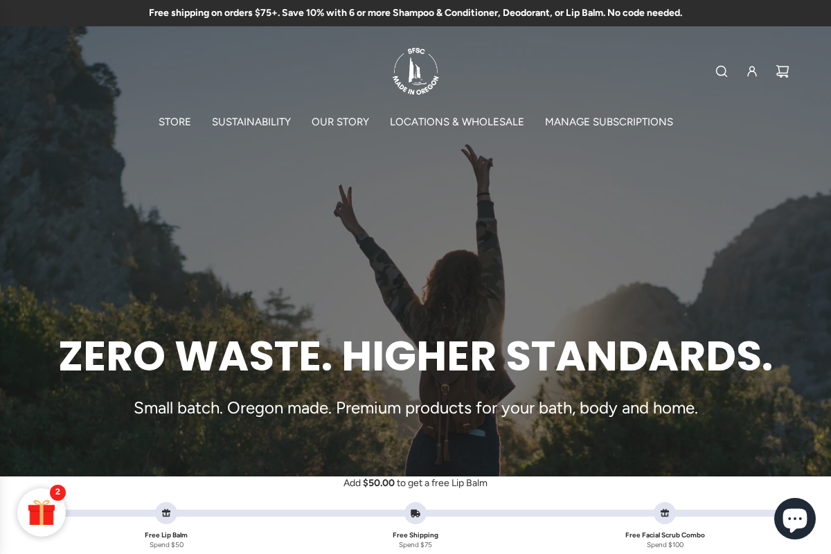 Silver Falls Sustainability Co. homepage screenshot
