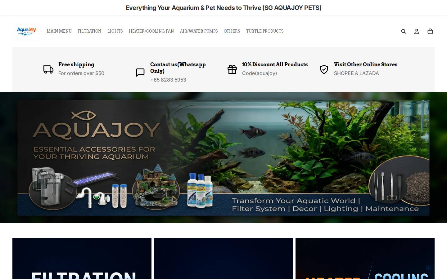 sgaquajoy.com homepage screenshot