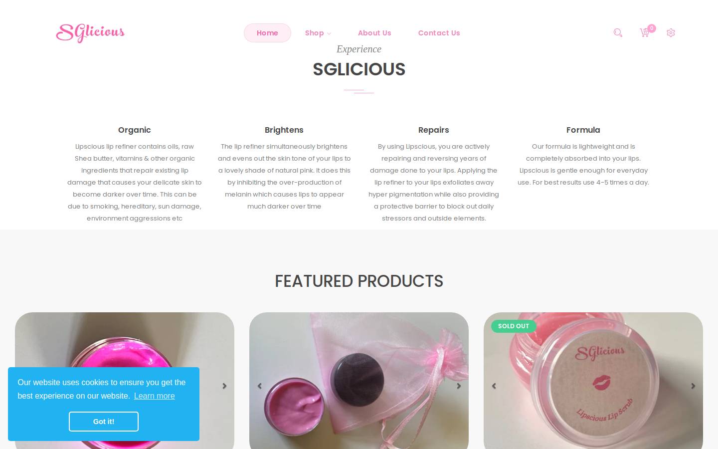 sglicious.com homepage screenshot