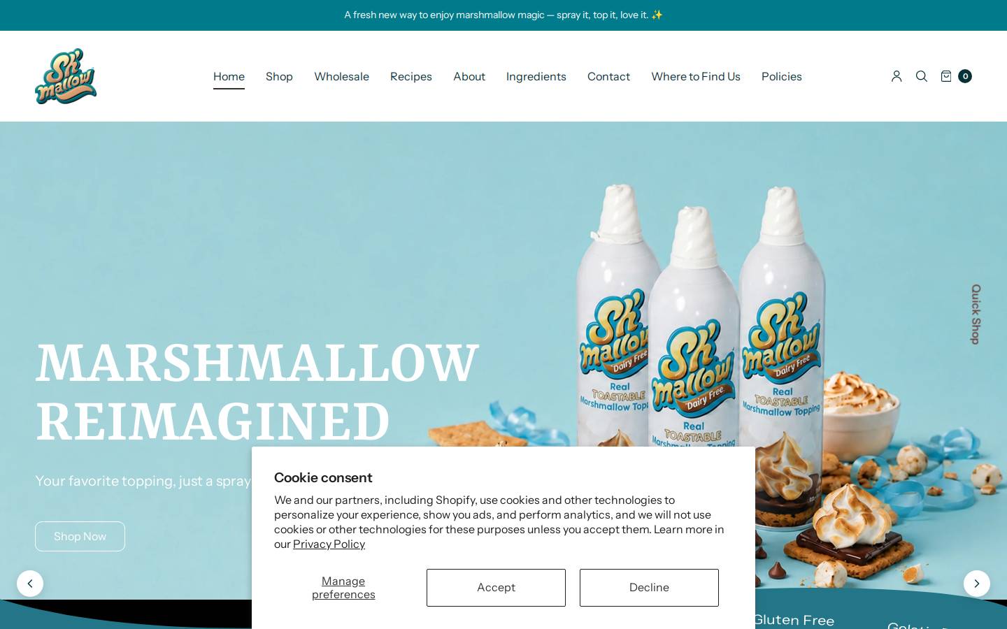 Sh'mallow homepage screenshot