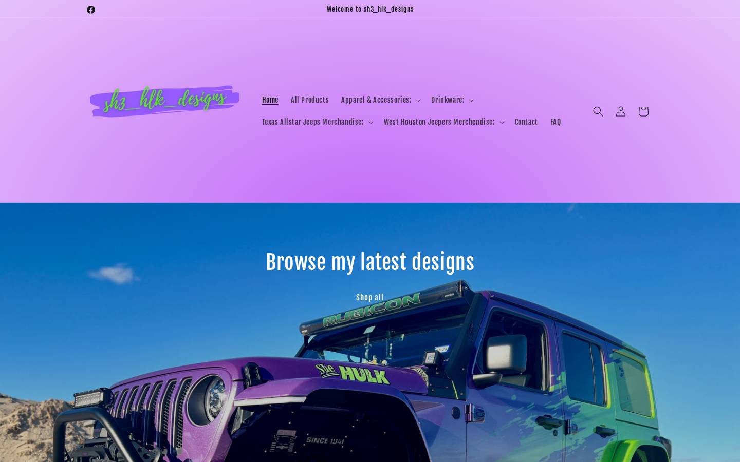 sh3hlkdesigns.com homepage screenshot