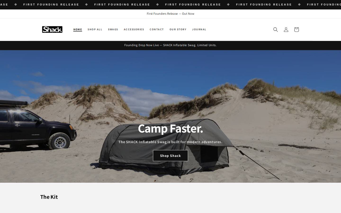 shackoutdoors.com homepage screenshot