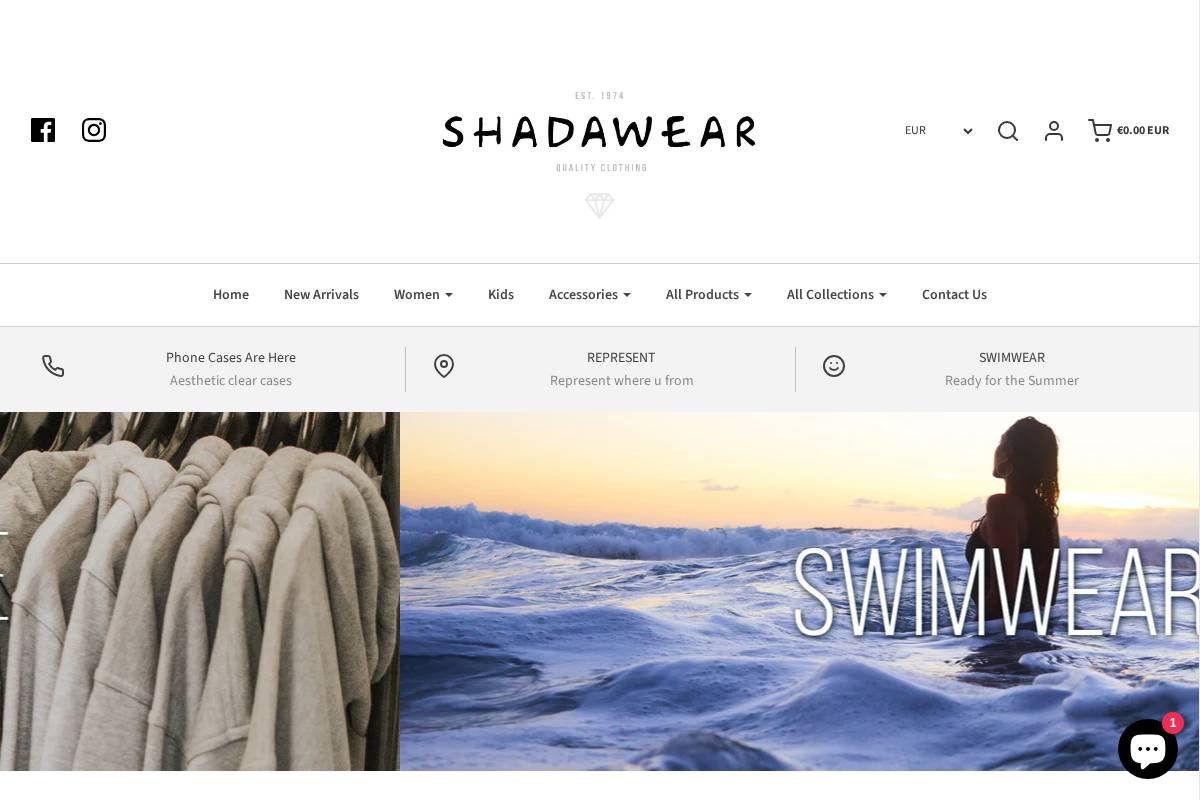 shadawear.com homepage screenshot