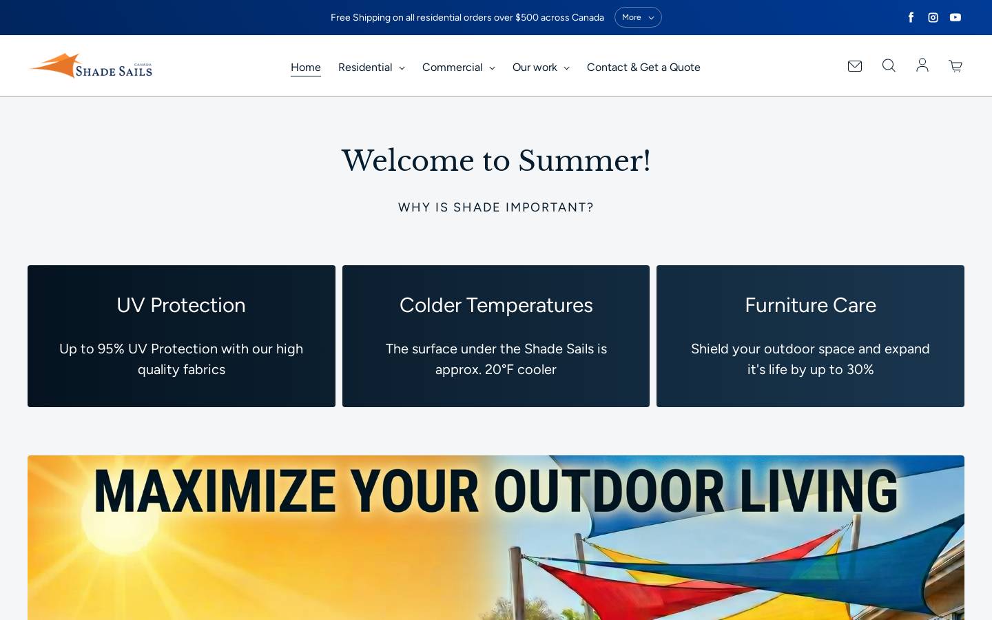 shadesailscanada.com homepage screenshot