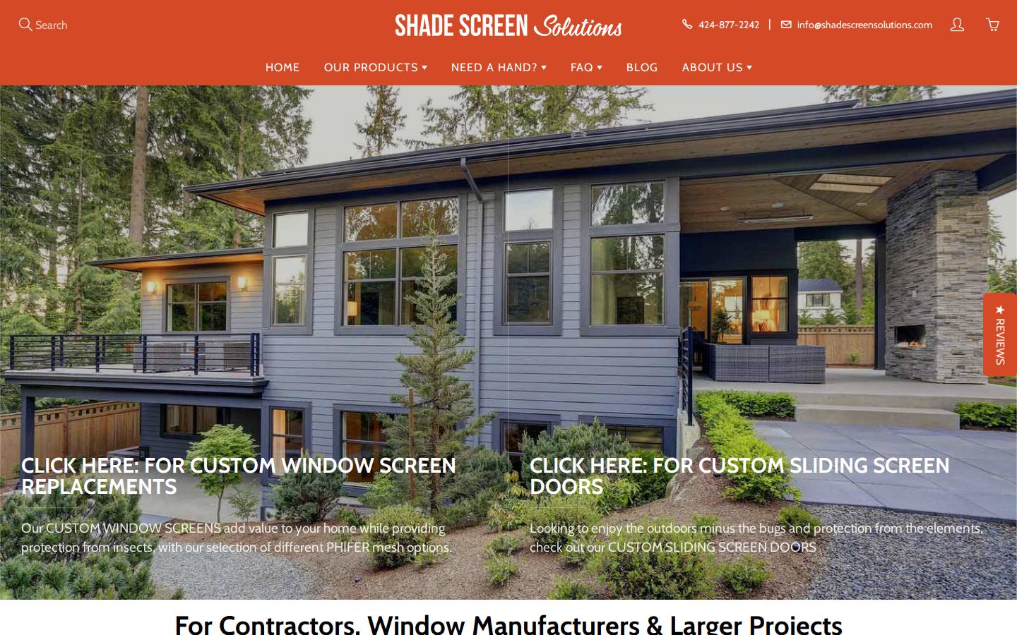 shadescreensolutions.com homepage screenshot