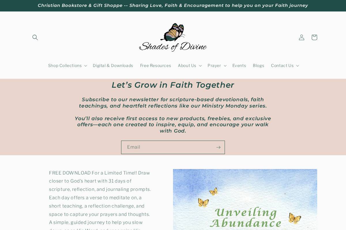 shadesofdivine.com homepage screenshot