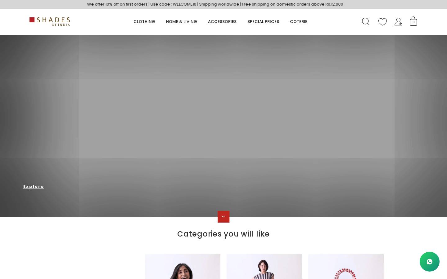 shadesofindia.com homepage screenshot