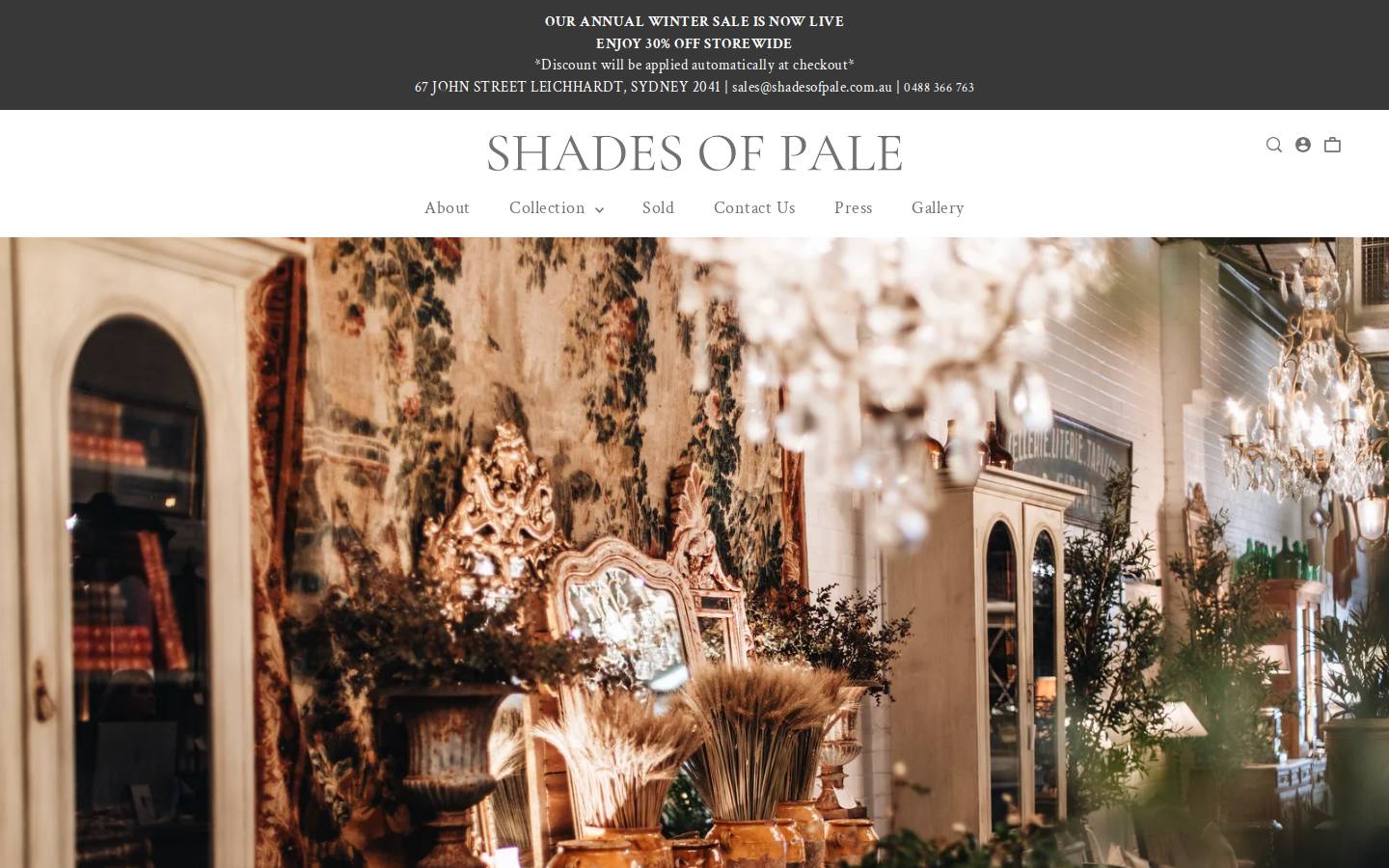 shadesofpale.au homepage screenshot