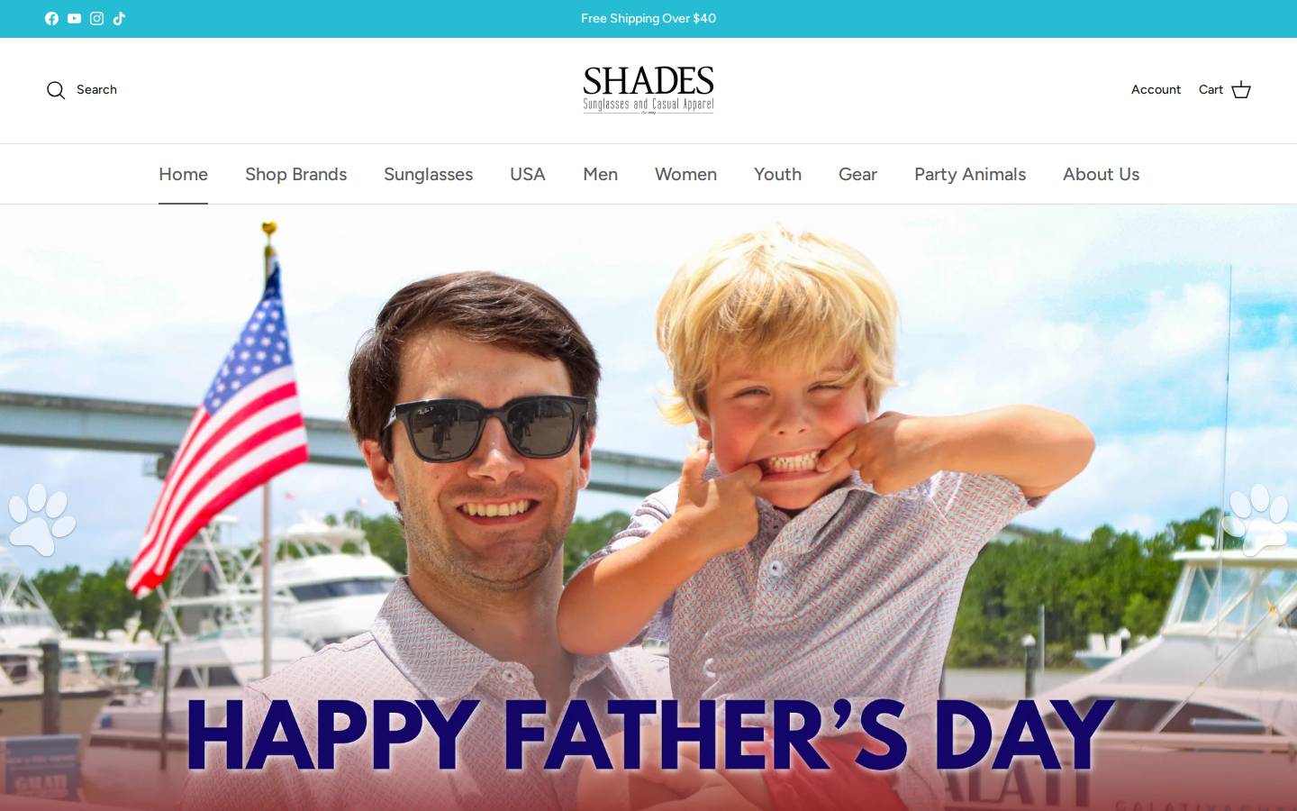 shadessunglasses.com homepage screenshot